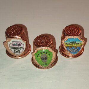 Lot 3 Pcs Thimbles Roswell Lake Havasu City Kingman Route 66 Collectible Copper